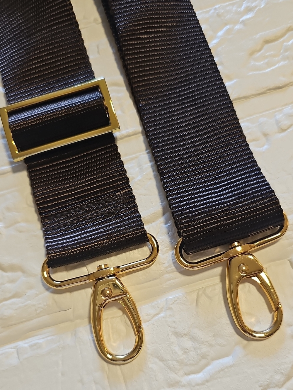 Chocolate Brown Crossbody Bag Strap with Gold Hardware - Picture 2 of 2